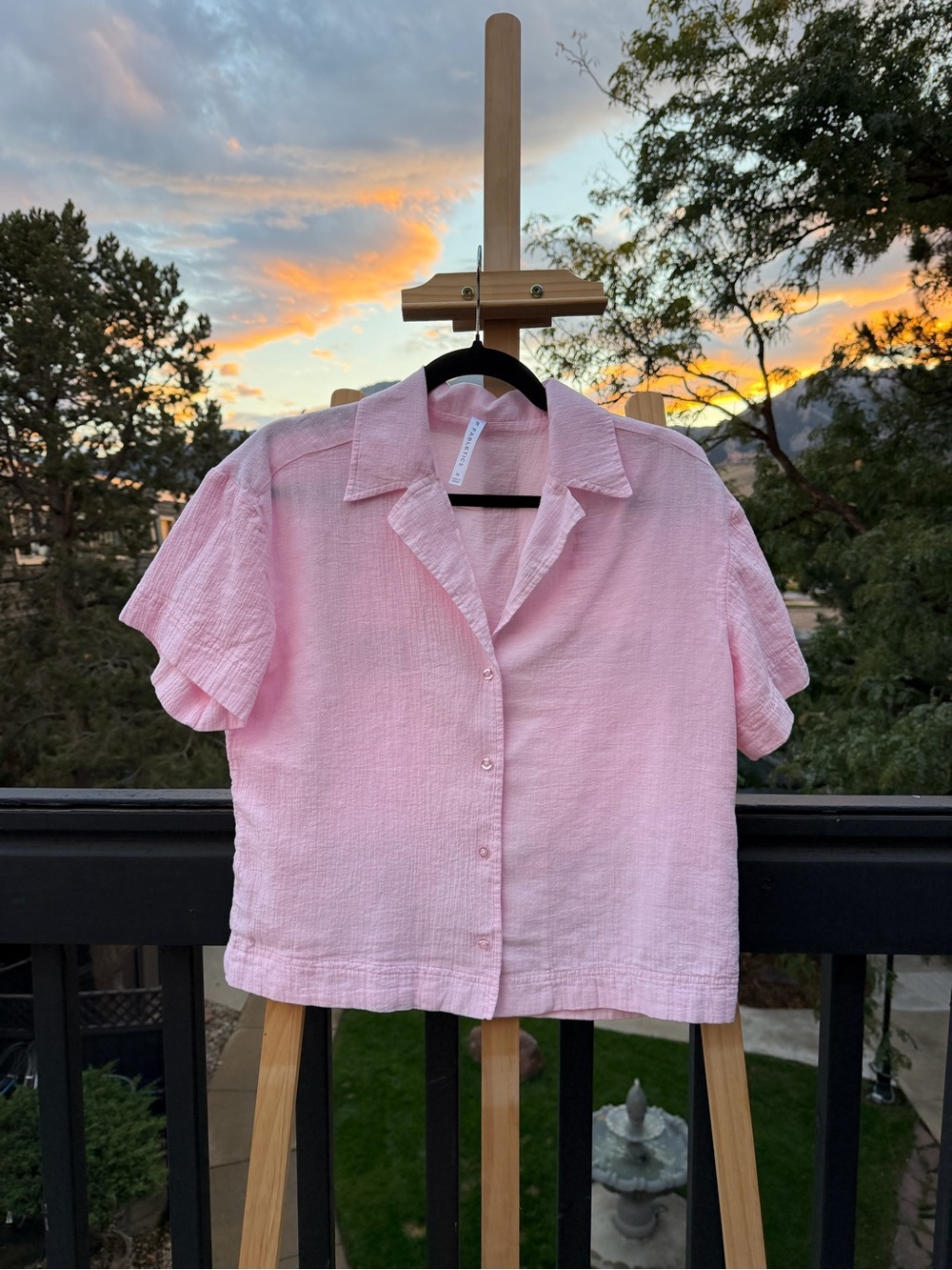 Fabletics Cotton Voile Resort Shirt in Soft Pink